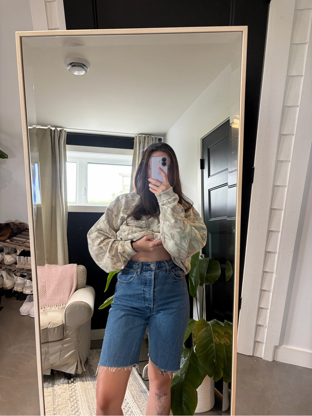 Levi's Medium Blue High-Waist Jean Shorts
